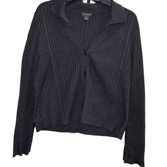 Halogen Sweaters - Halogen Women's Black Ribbed Button-Up Sweater Size Large